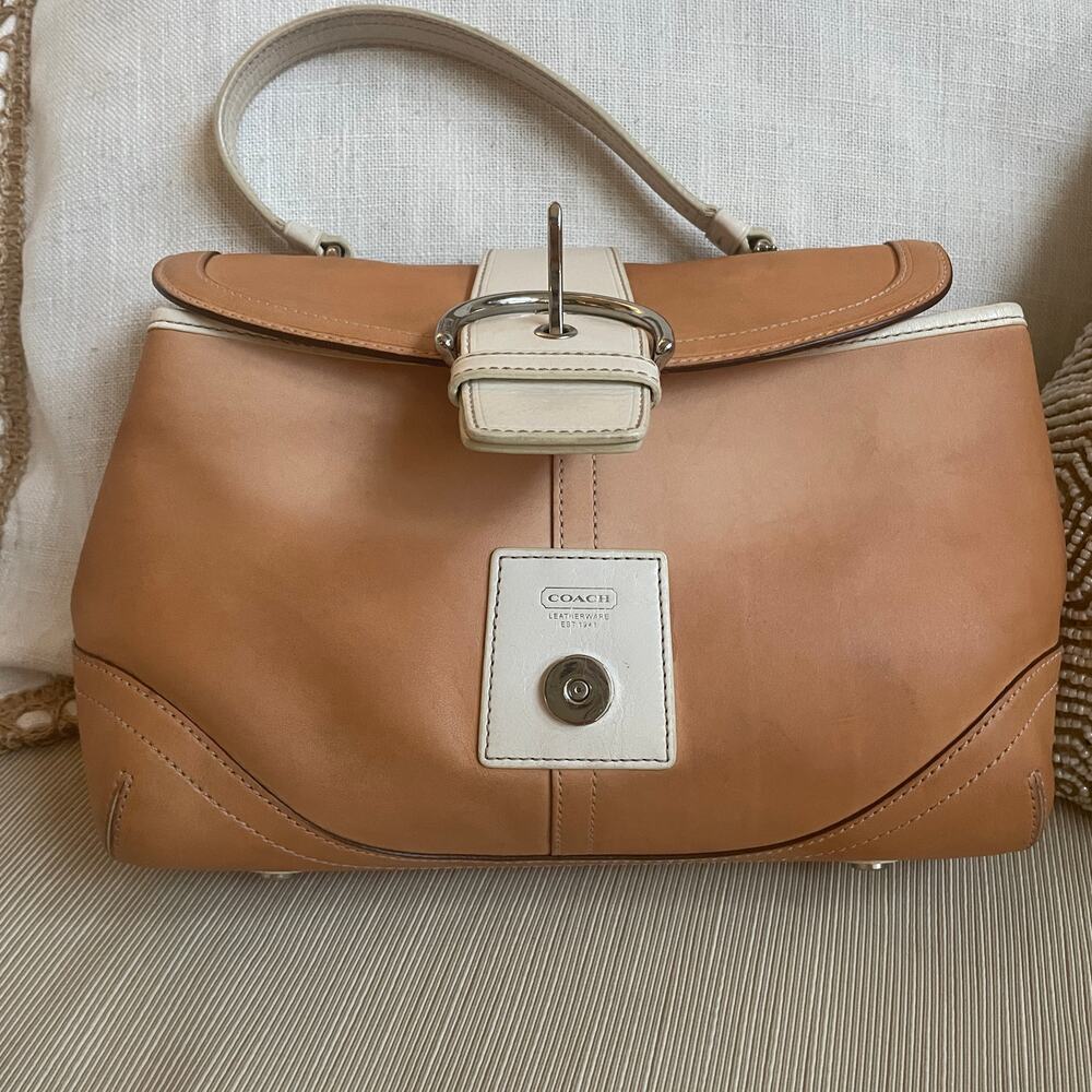Vintage Coach Soho Buckle Flap 6692 | Tan Ivory Vachetta Leather Y2K - Picture 13 of 15